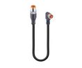 Cordset, M12 Plug - M8 Socket, 3 Conductors, 2m, IP67, Black